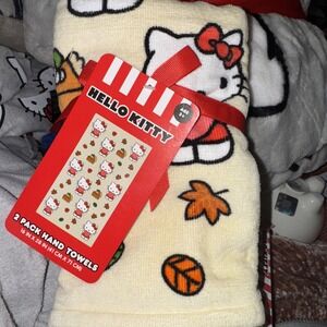 Nwt Sanrio Hello Kitty Hand Towels Set Of 2 Falling Leaves‎ Fall Autumn Harvest